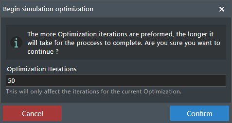 User Optimization warning popup