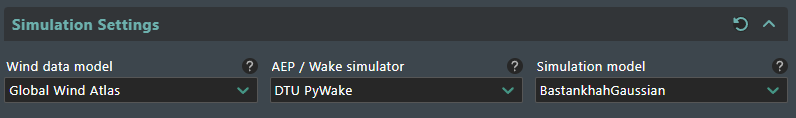 User Simulation settings section