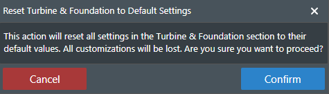 User Turbine & Foundation reset popup