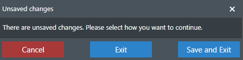 User unsaved changes popup