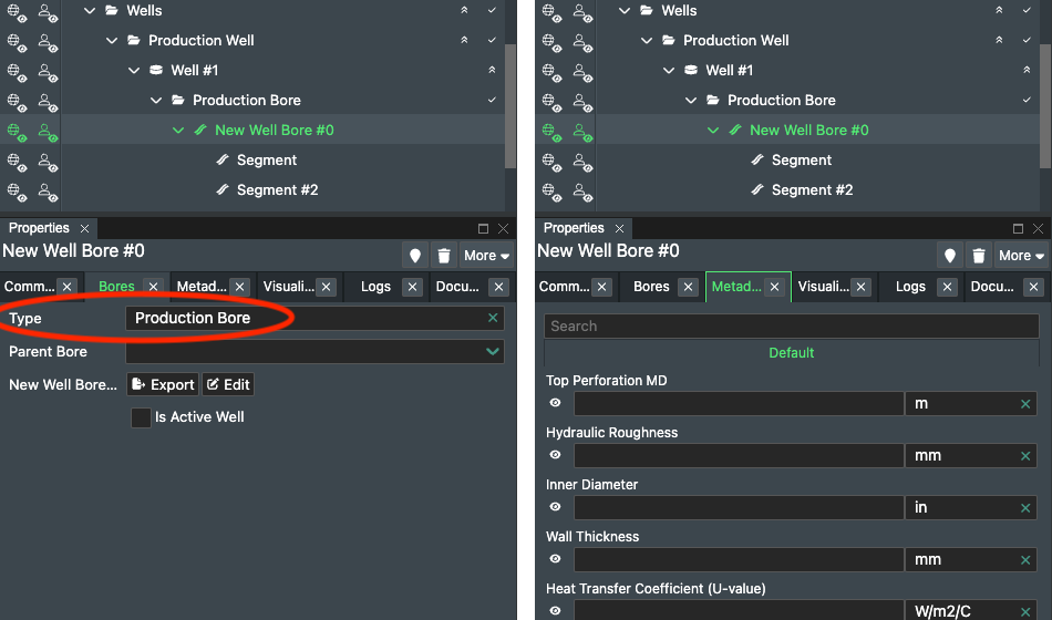 Metadata for well