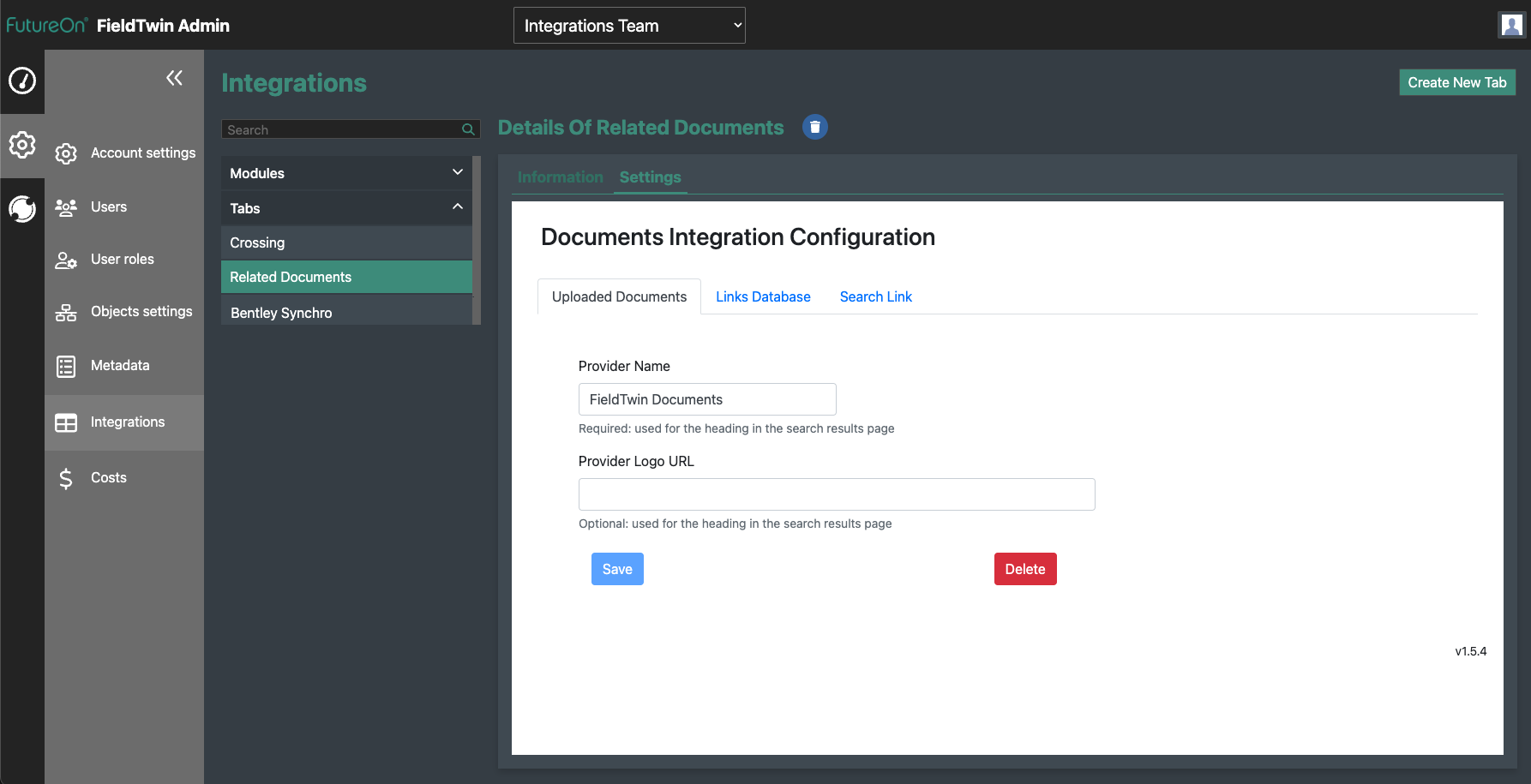 Administrador de documentos do FieldTwin